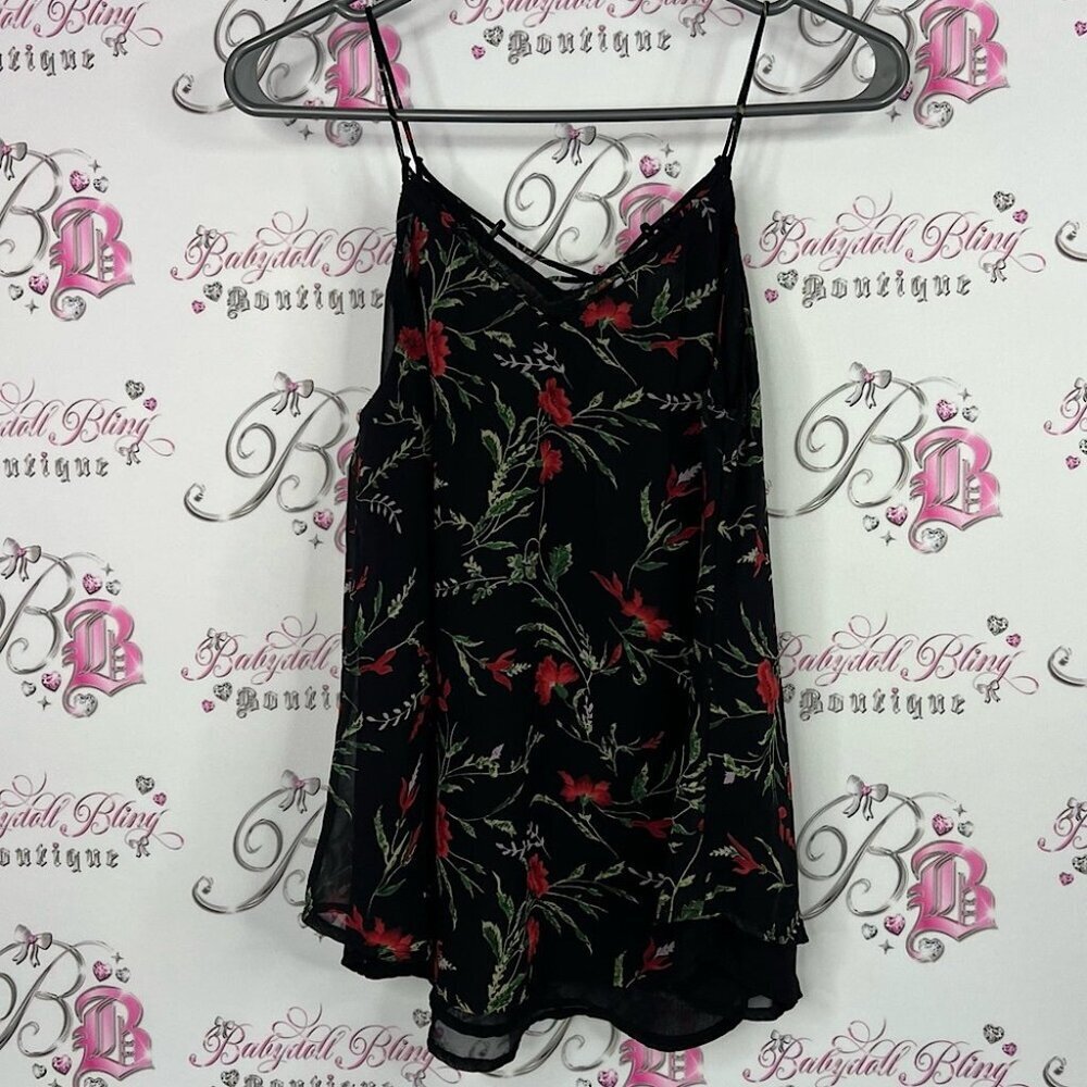 Sienna Sky tank top flowers green Black and Red Floral Top